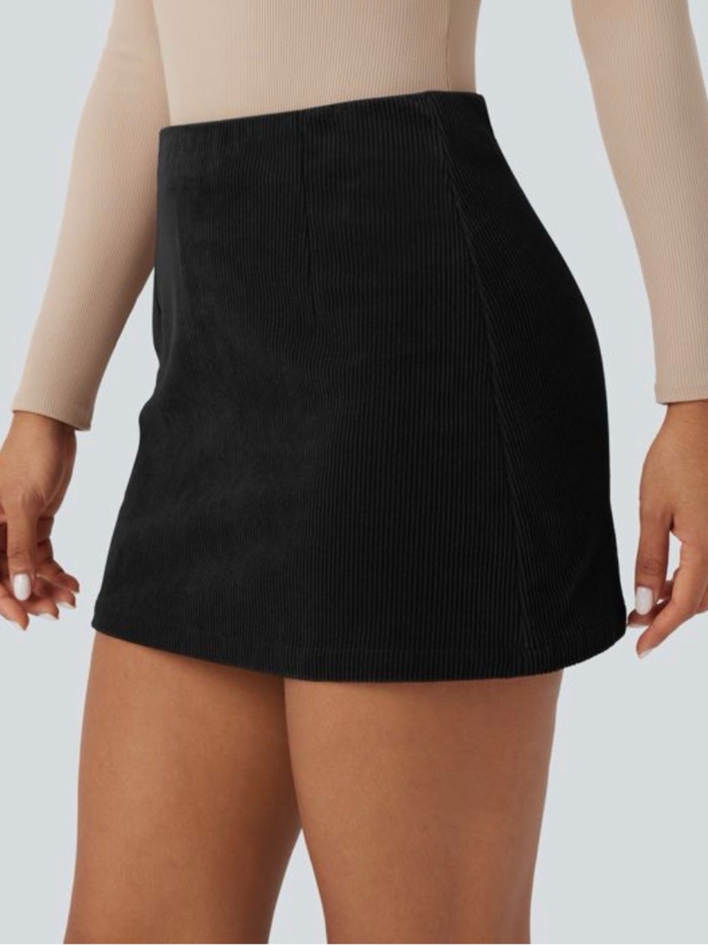 NWT Halara High Waisted Tummy Control Butt Lifting Fleece Corduroy Mini Skort - Picture 3 of 8